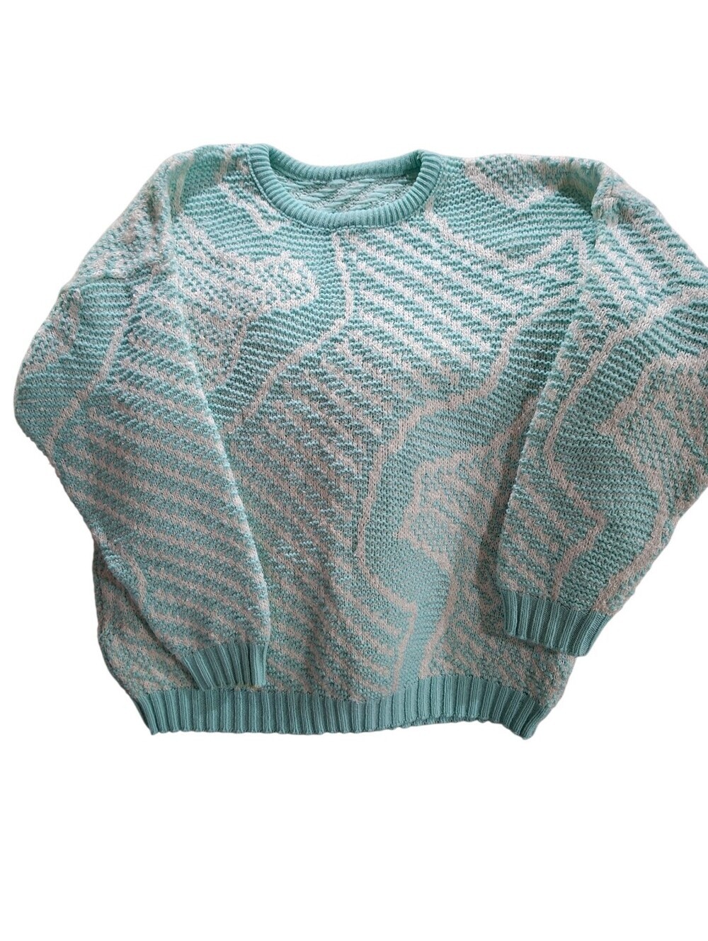 Vintage oversized knitted crew neck sweater summer spring colors Y2K